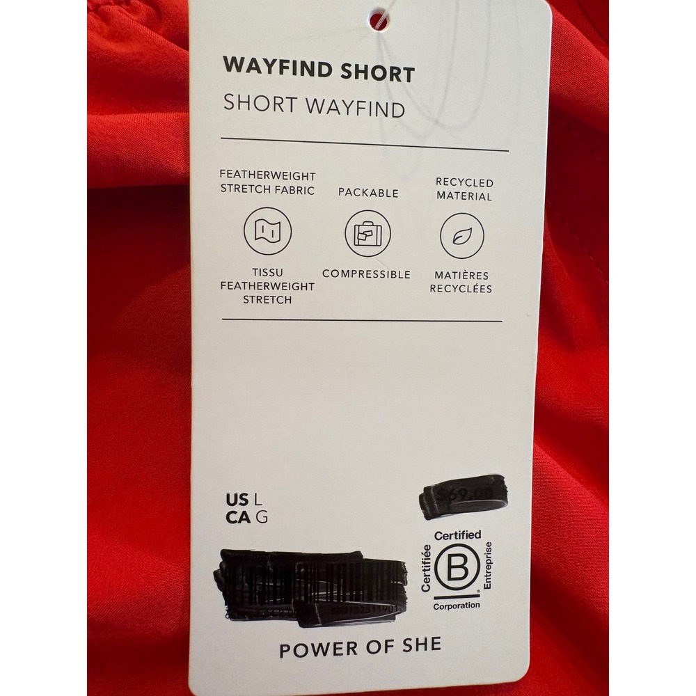 Athleta Wayfind Shorts Red Hiking Travel Activewear Pockets L NWT Athleisure - Picture 12 of 12